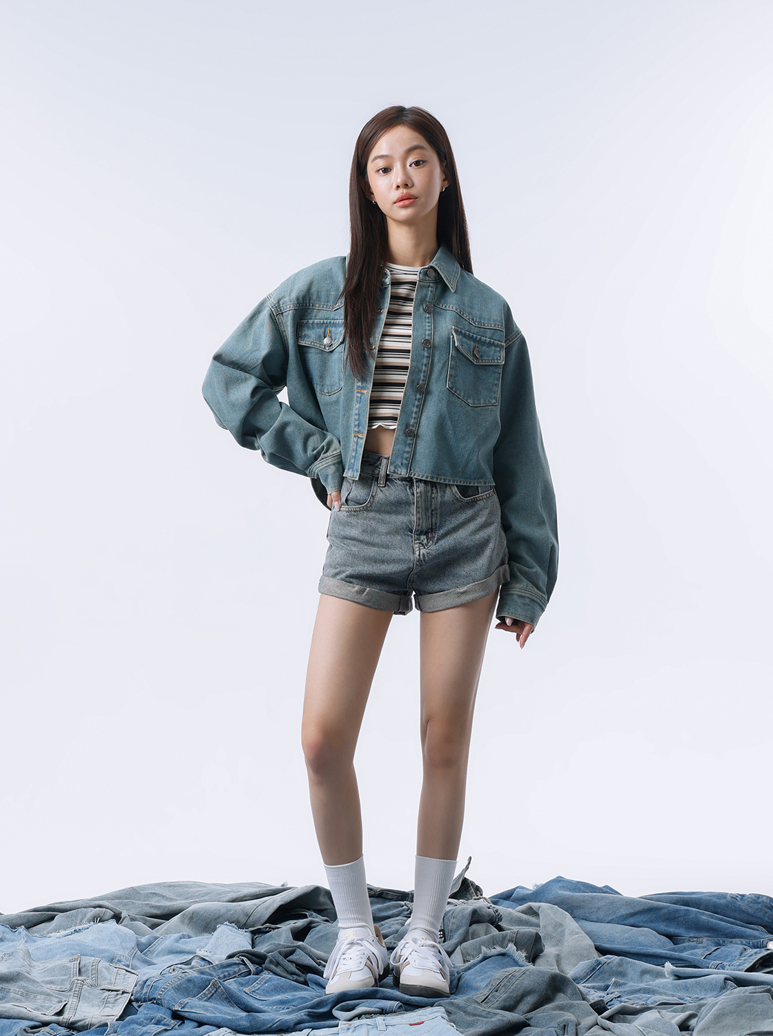 高腰顯瘦反摺短褲