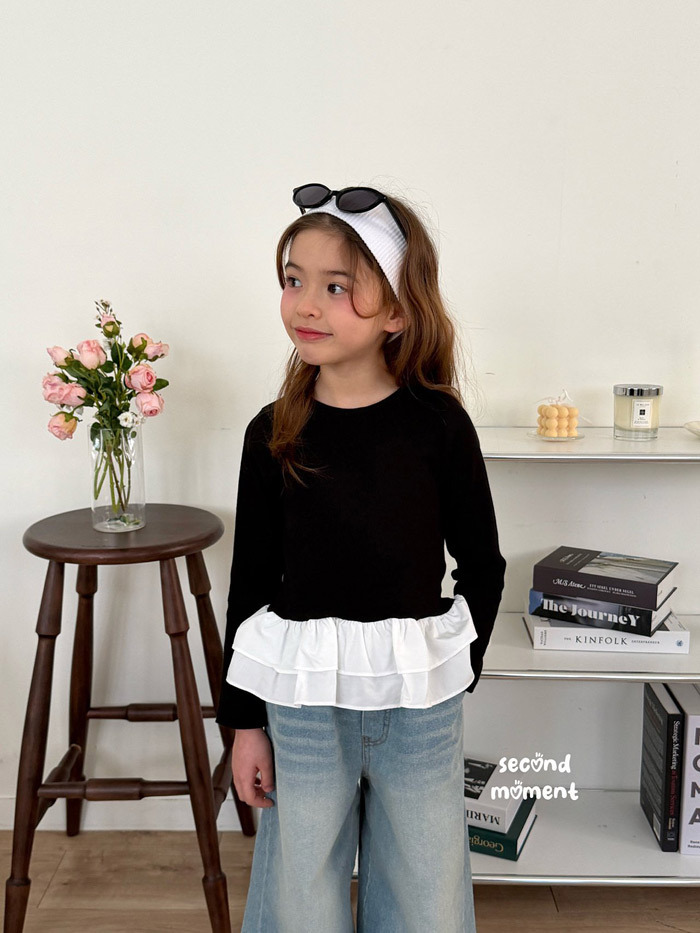 正韓春second moment  兩色溫柔花邊上衣