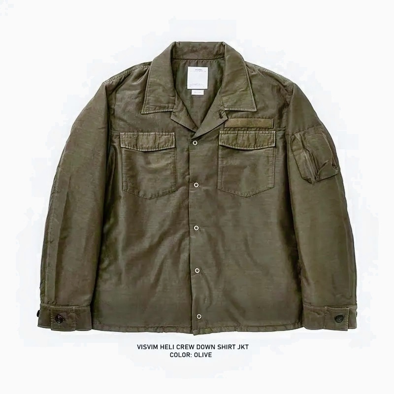 ON SALE : VISVIM HELI CREW DOWN SHIRT JKT - OLIVE SIZE 2 IN STOCK NOW (現貨發售中)