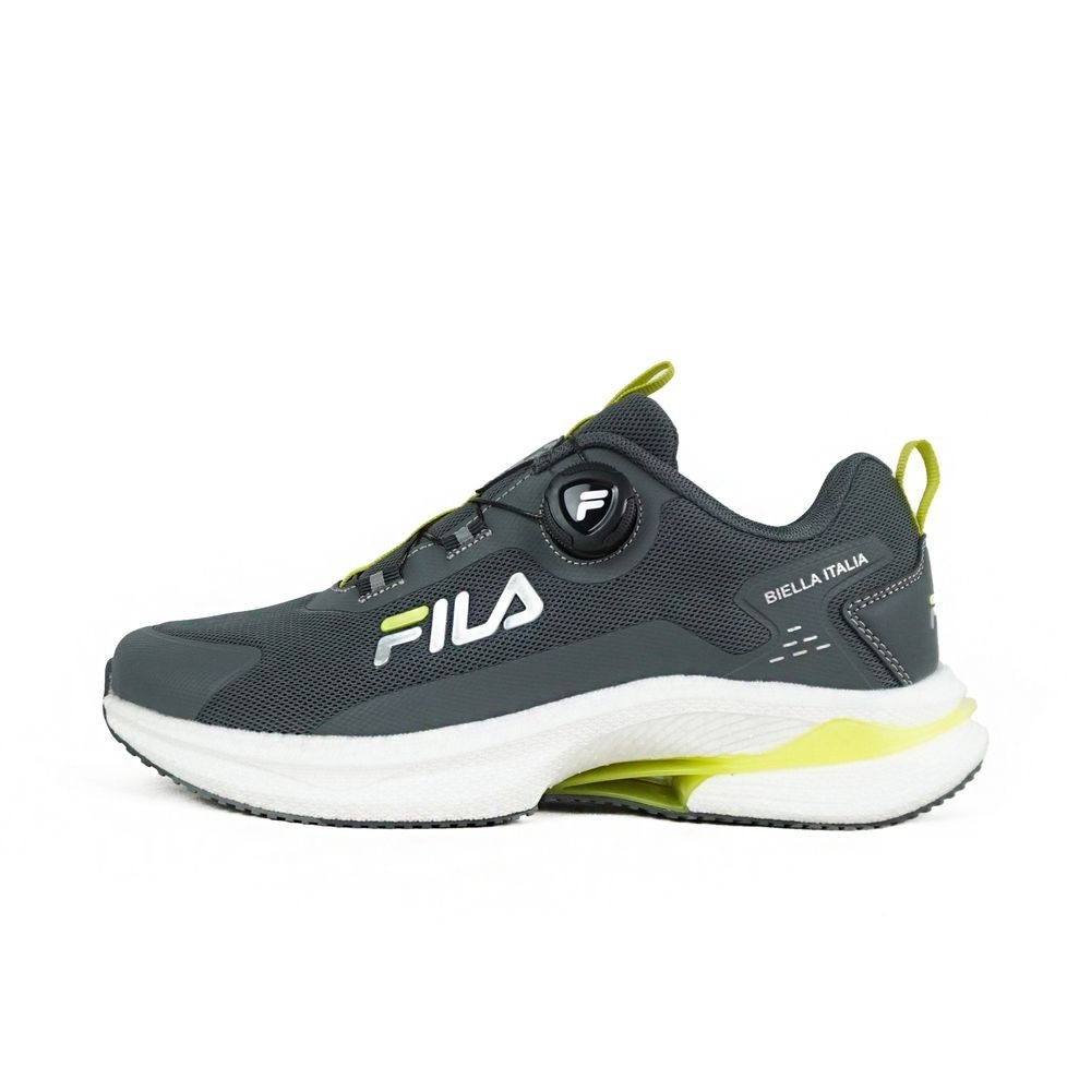 【下殺↘ $1290】FILA 慢跑鞋 灰黃 旋鈕 BOA 免鞋帶 運動鞋 男 1J312Y489