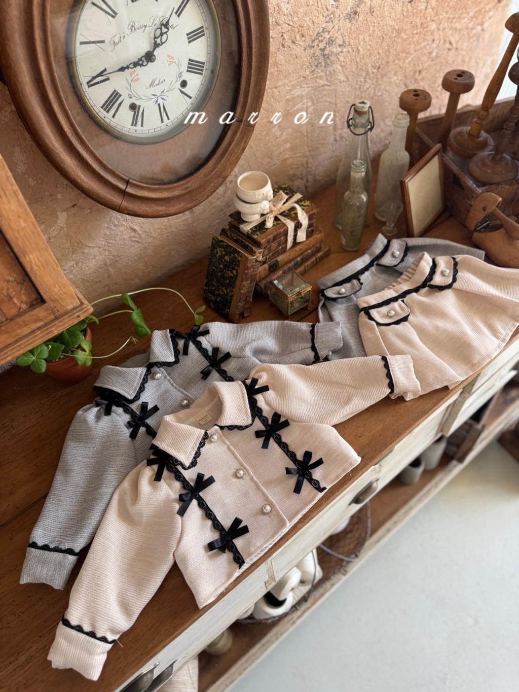 韓國🇰🇷marron 質感剪裁蝴蝶結夾克褲裙套裝(XS-L)