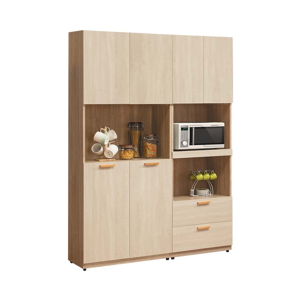 柏蒂家居-席拉4.5尺六門二抽拉盤式收納餐櫃/電器櫃組合