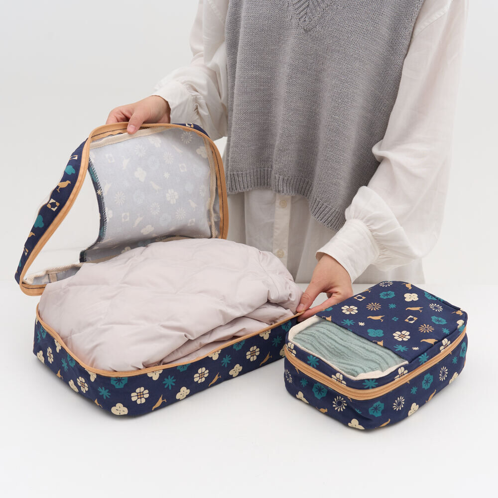 印花樂旅行收納袋/經典花色/沉穩藍