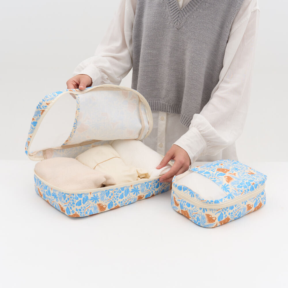 印花樂旅行收納袋/山林朋友/橘藍