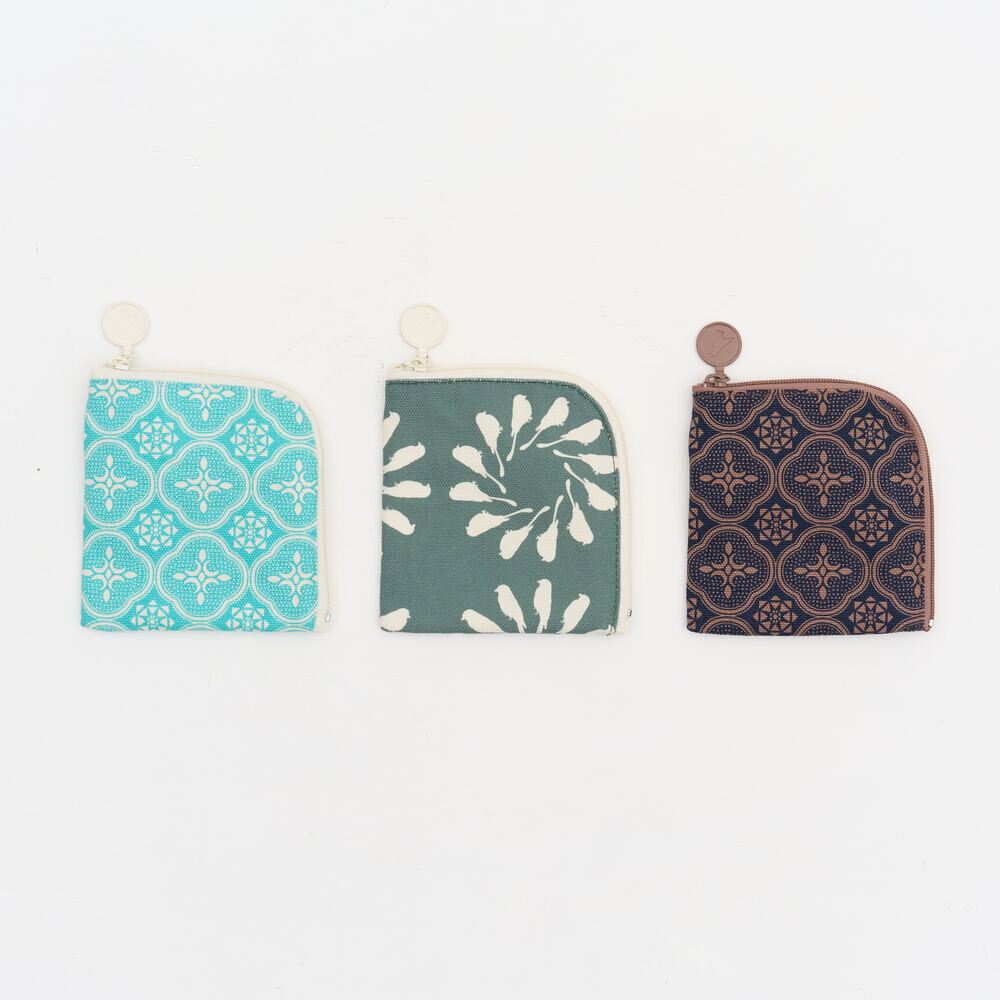 印花樂拉鏈卡片零錢包/烏秋圈圈/水鴨綠色