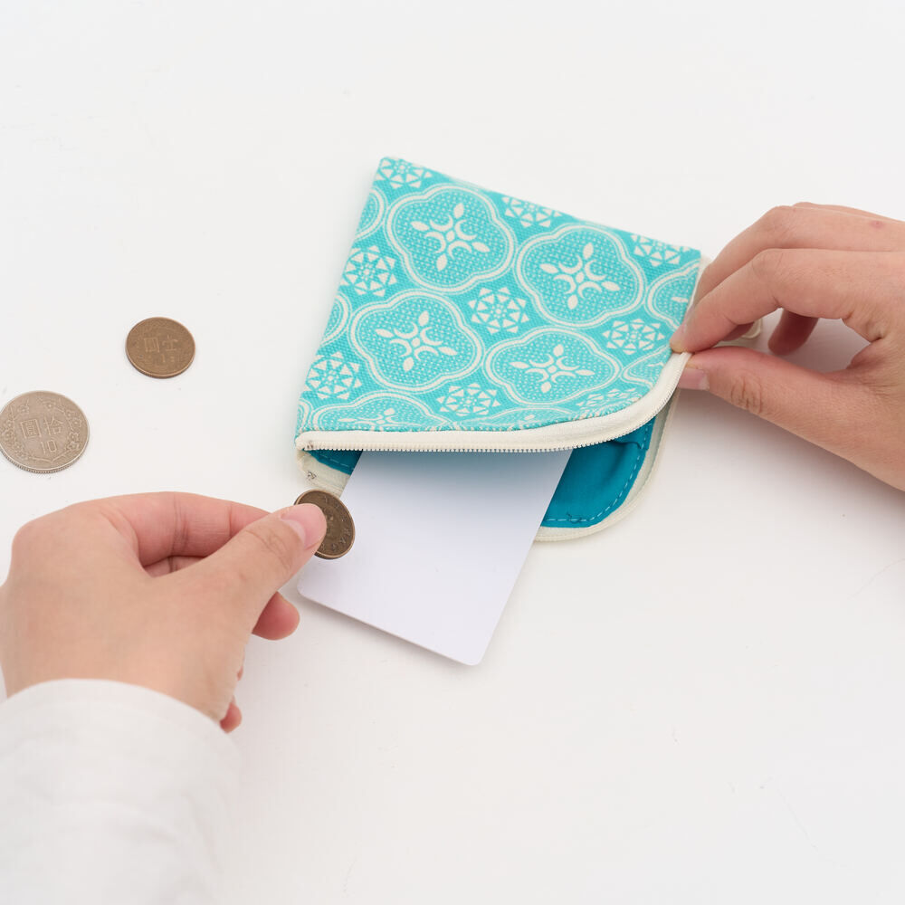 印花樂拉鏈卡片零錢包/玻璃海棠/冰晶藍綠
