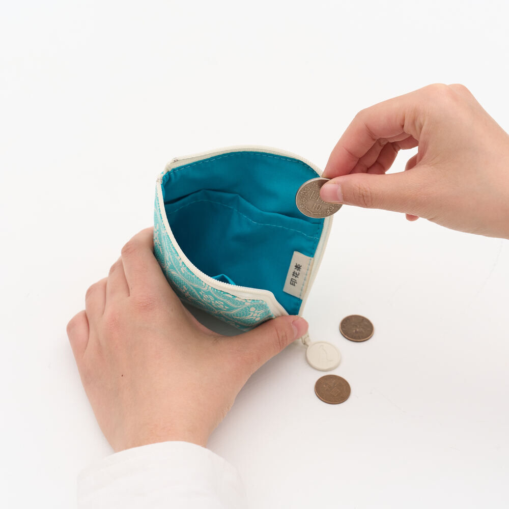 印花樂拉鏈卡片零錢包/玻璃海棠/冰晶藍綠