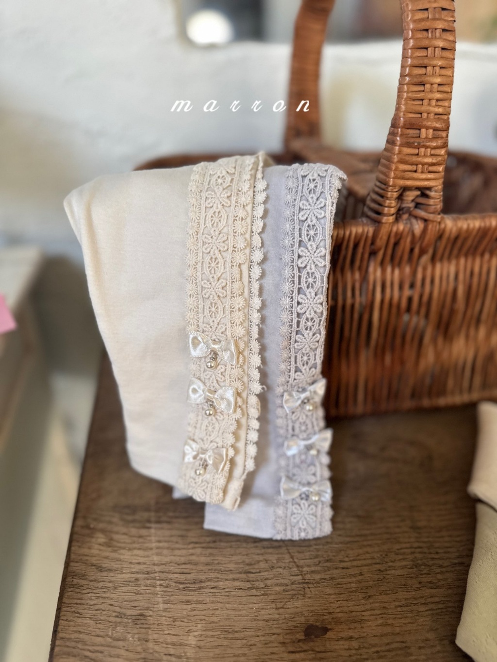 韓國🇰🇷marron 側邊蕾絲珍珠蝴蝶結內搭褲(XS-L)