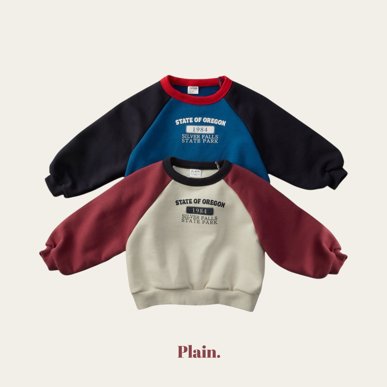 1984 削肩撞色大學T