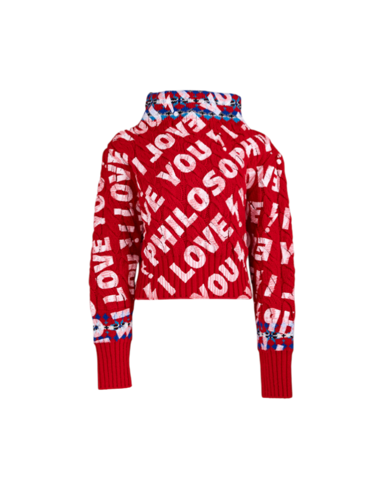 PHILOSOPHY 花領口字母毛衣(紅)