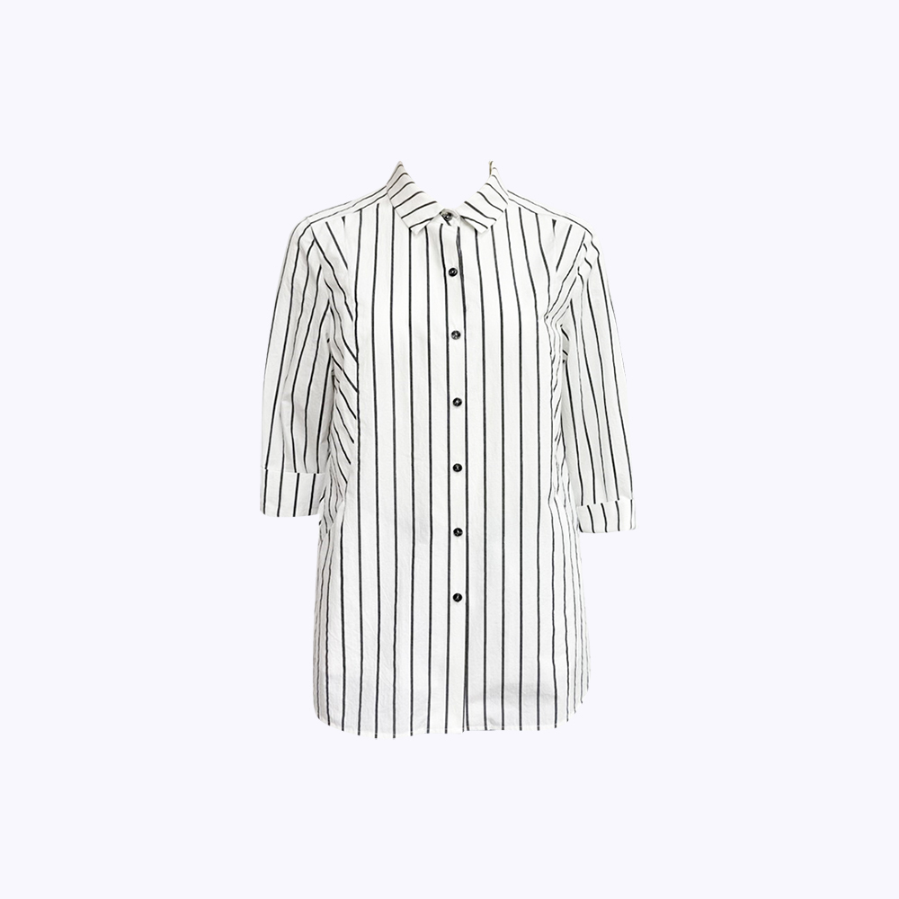 俐落直紋修身襯衫上衣