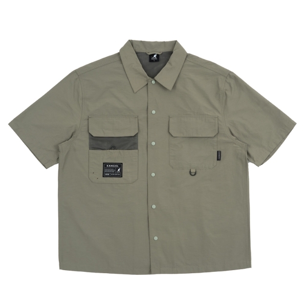 【下殺↘ $599】KANGOL 短袖 深灰 卡其 工裝 口袋 襯衫 中性 63251470-
