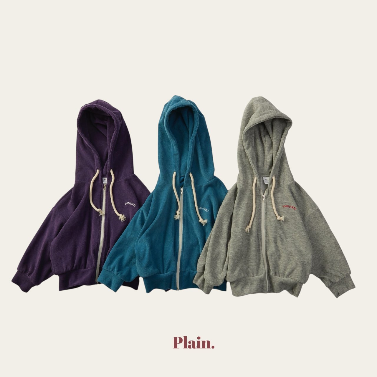 plain日常連帽拉鍊外套