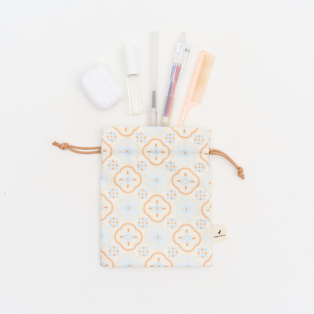 印花樂束口小物袋/玻璃海棠/暖陽甜杏