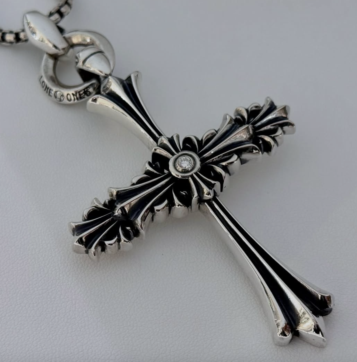 Chrome Cross With ID ring & Silk