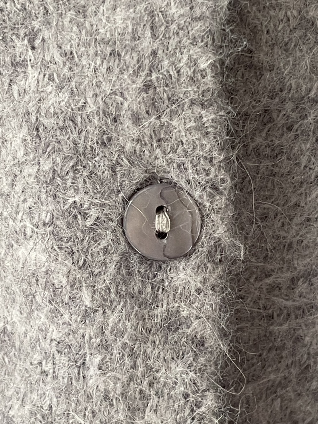 【瑕疵】雲朵兔毛混紡針織開衫-灰