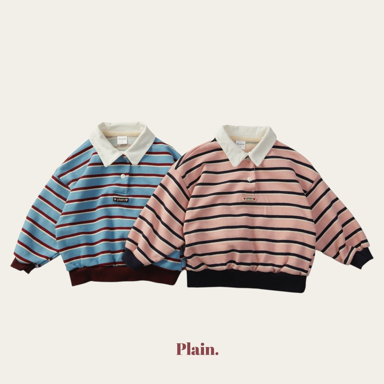 plain 翻領條紋大學T