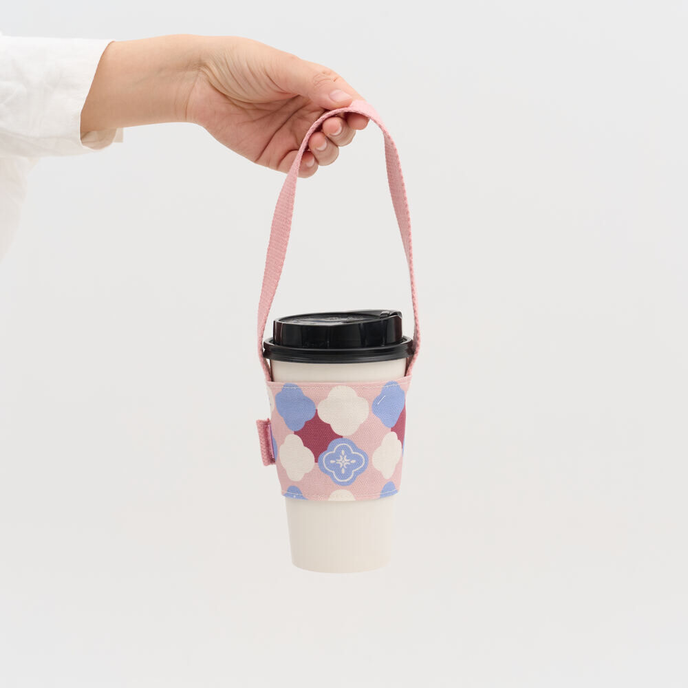 印花樂飲料杯吸管提帶/玻璃海棠2號/霧花粉