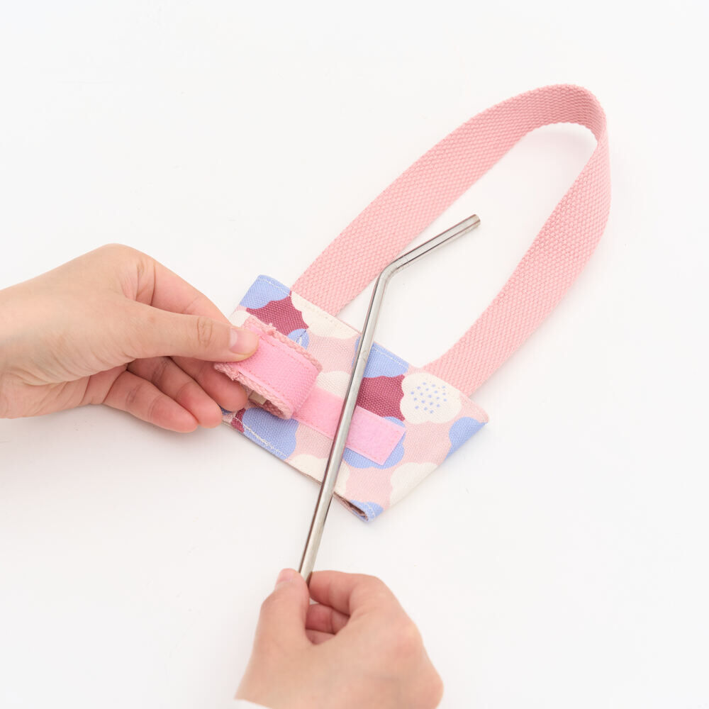 印花樂飲料杯吸管提帶/玻璃海棠2號/霧花粉