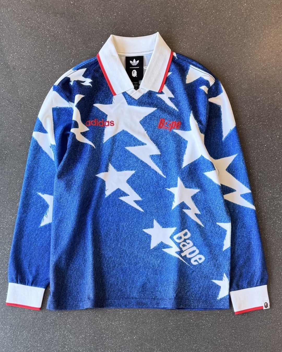 BAPE X ADIDAS LSL STAR JERSEY 星星 STA標誌 運動上衣 翻領 球衣 薄長袖 男款 KF4913 / 預購