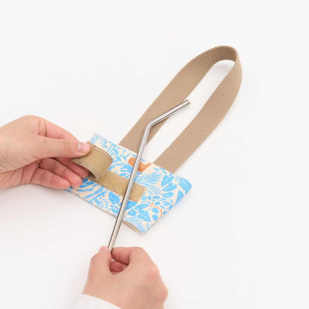 印花樂飲料杯吸管提帶/山林朋友/橘藍