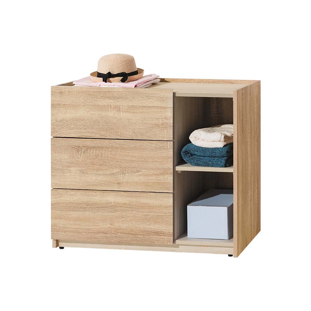 柏蒂家居-席拉3尺三斗櫃/三抽半開放收納置物櫃