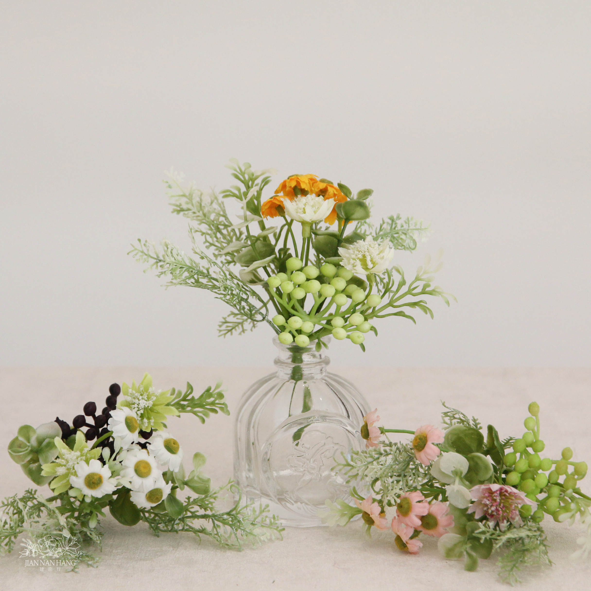 人造花 雛菊混和灌木 3色