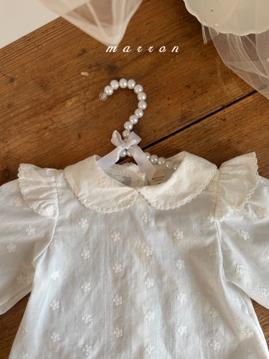 韓國🇰🇷marron 提花澎袖內搭襯衫(XS-L)