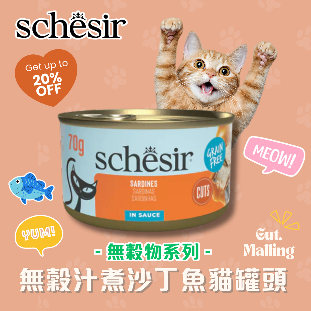 Schesir - 無穀汁煮沙丁魚貓罐頭70g|最平$13.5/罐