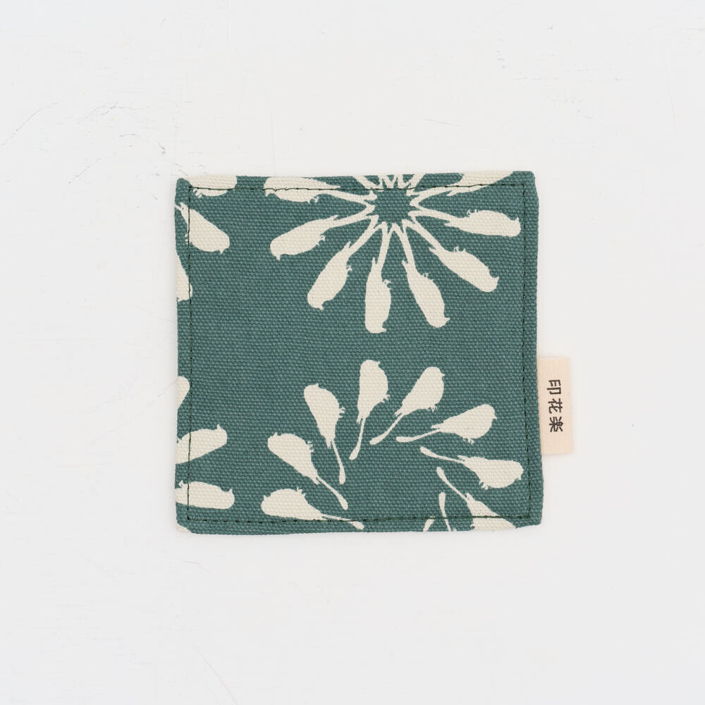 Coaster Set(2pcs) - 10x10/Black Drongo Circles/Duck Green