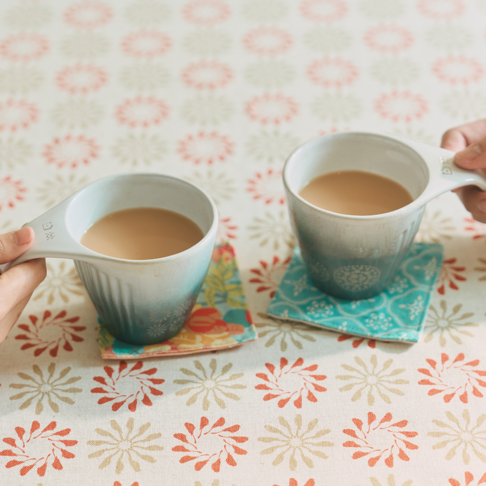 印花樂印花布杯墊二入組-10x10/玻璃海棠/暖陽甜杏