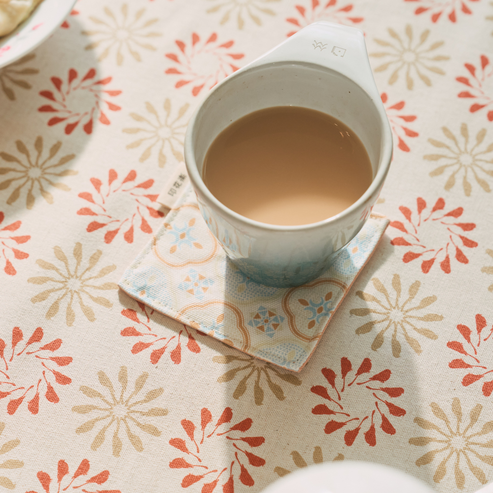 印花樂印花布杯墊二入組-10x10/玻璃海棠/暖陽甜杏