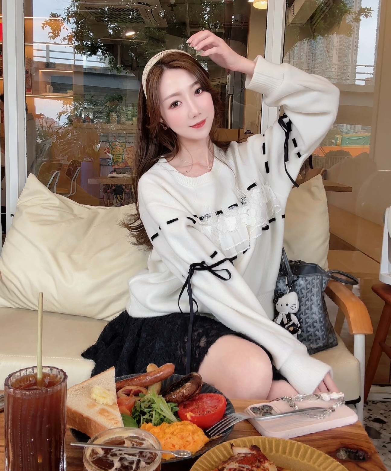 *BJ2 MADE SERIES* THE WOOL MARSHMALLOW ROSE RIBBON SWEATSHIRT 260131