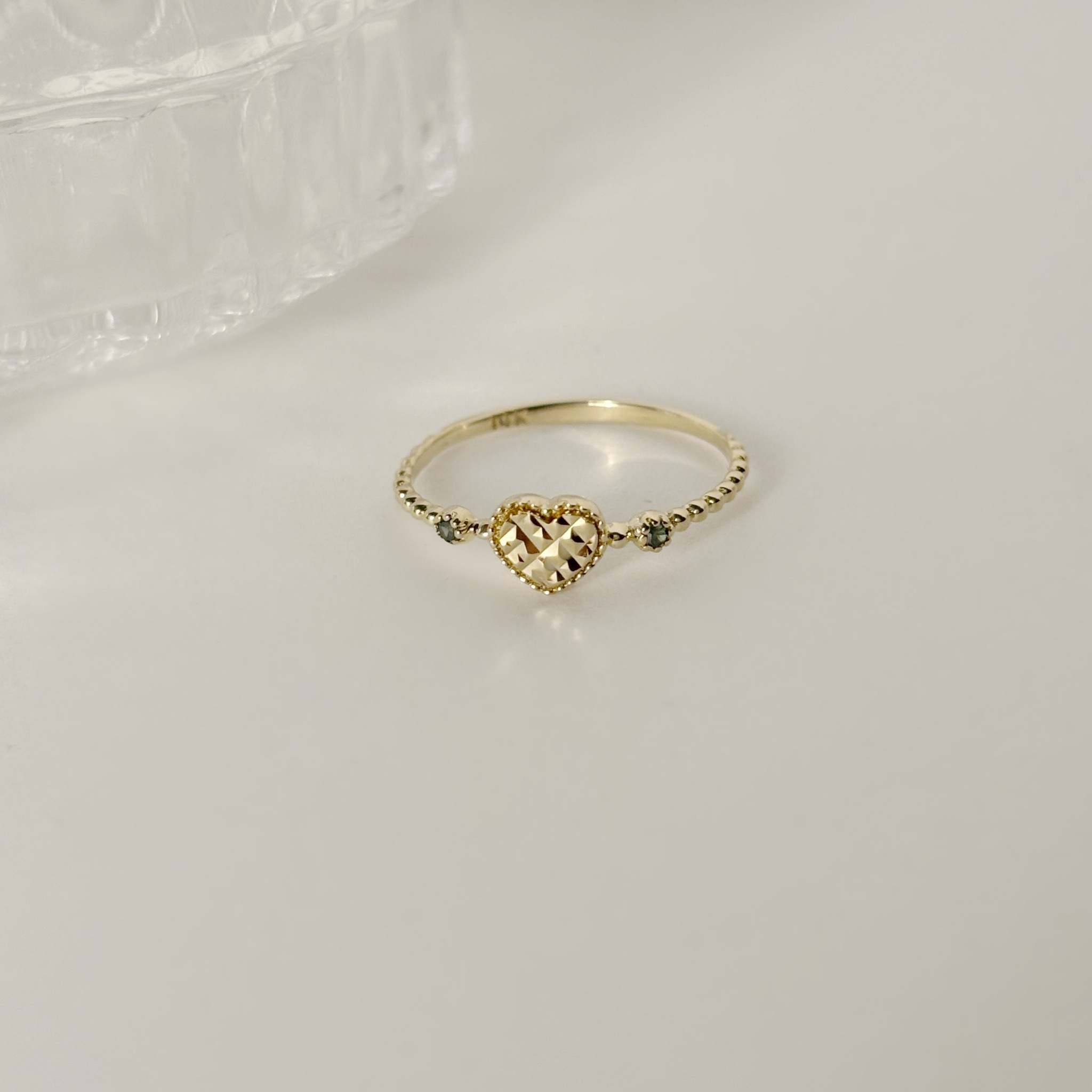 14K閃閃愛心鬆餅真鑽戒指