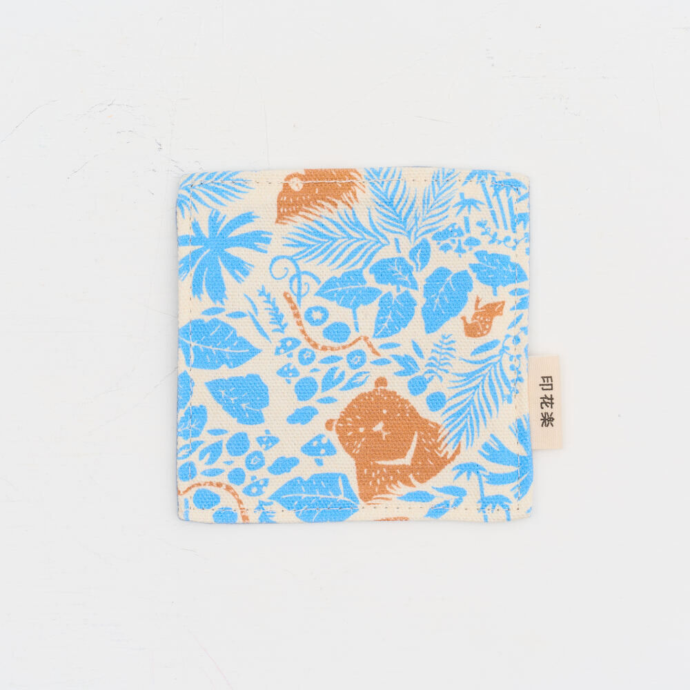 印花樂印花布杯墊二入組-10x10/山林朋友/橘藍