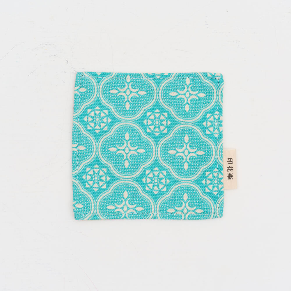 Coaster Set(2pcs) - 10x10/Begonia Glass Pattern/Crystal Green