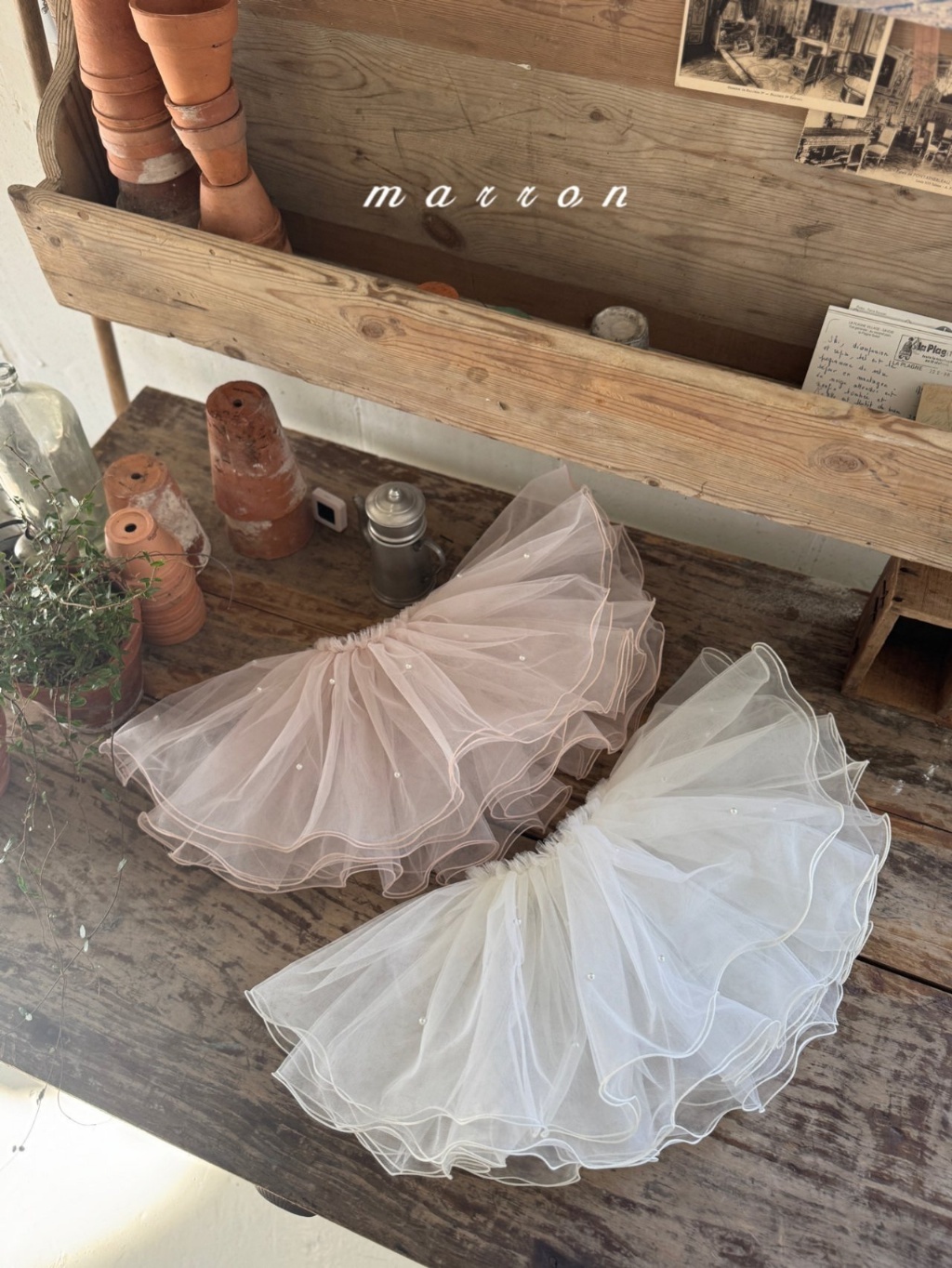 韓國🇰🇷marron 珍珠透紗短裙(XS-L)