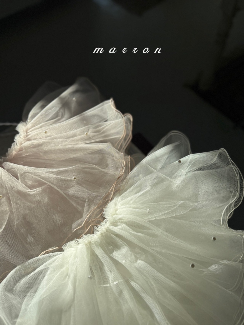 韓國🇰🇷marron 珍珠透紗短裙(XS-L)