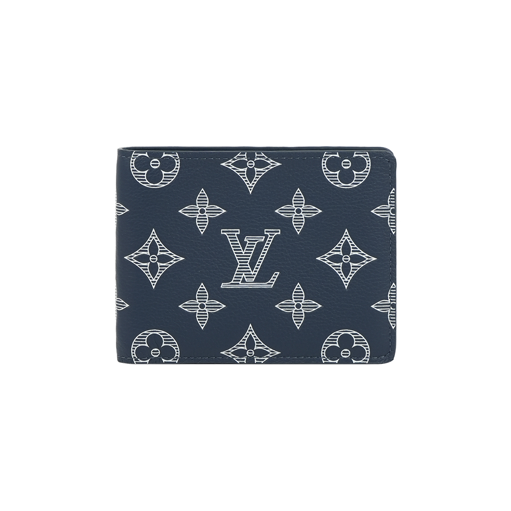 【Louis Vuitton】Multiple Shadow 牛皮對開短夾(墨藍色/白色)