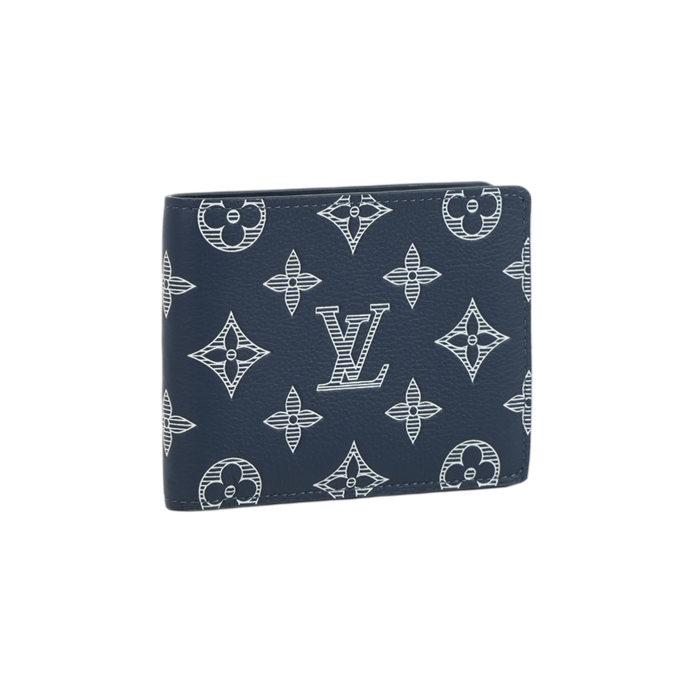 【Louis Vuitton】Multiple Shadow 牛皮對開短夾(墨藍色/白色)