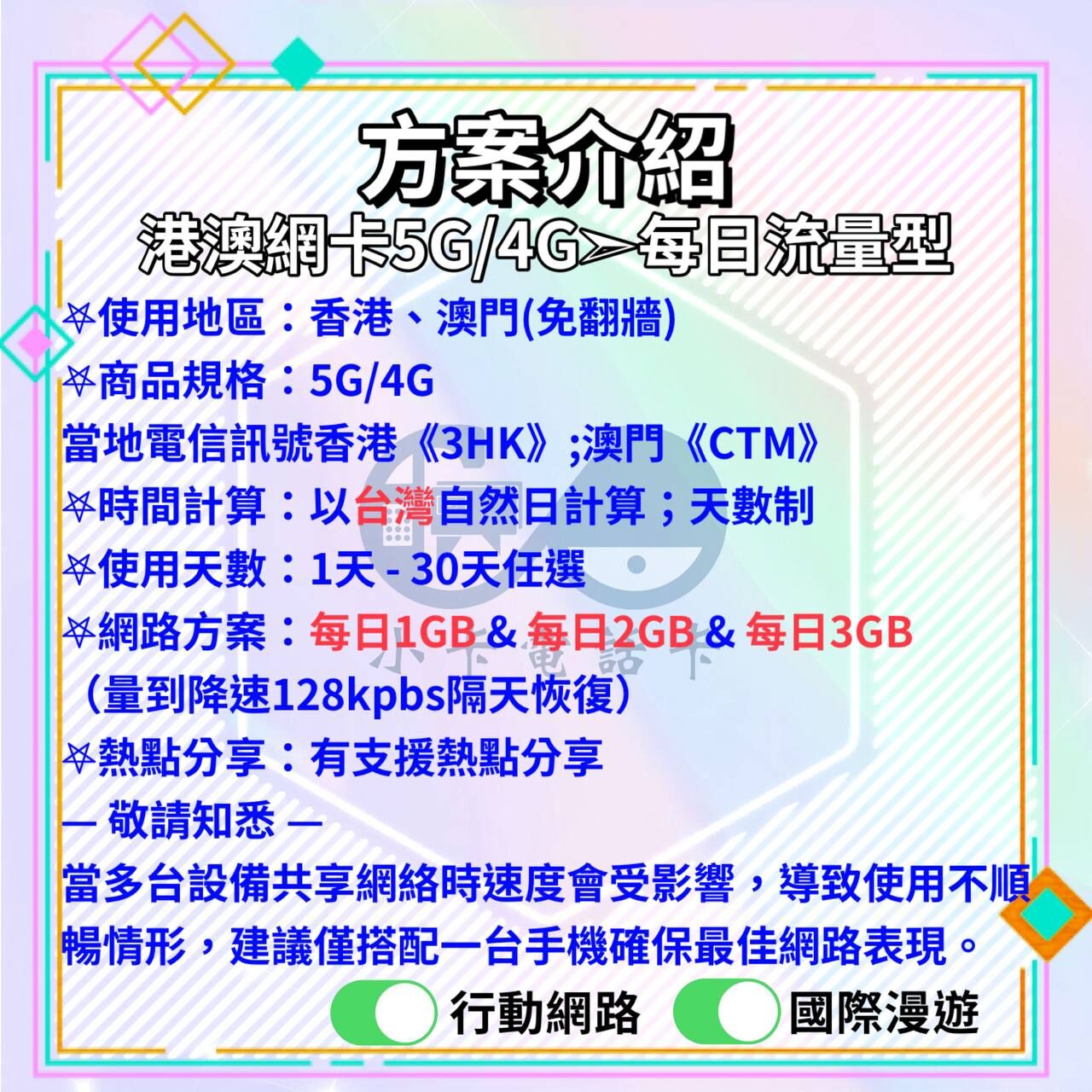 【SIM卡】港澳上網卡｜每日型·香港澳門共用〈隨插即用、簡易開通、現貨寄送〉