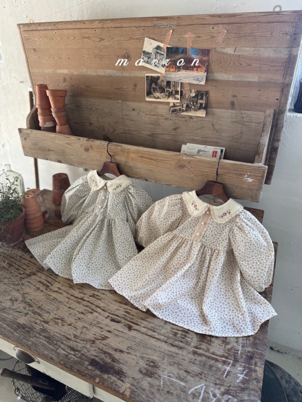 韓國🇰🇷marron 田園繡花領碎花洋裝(XS-L)