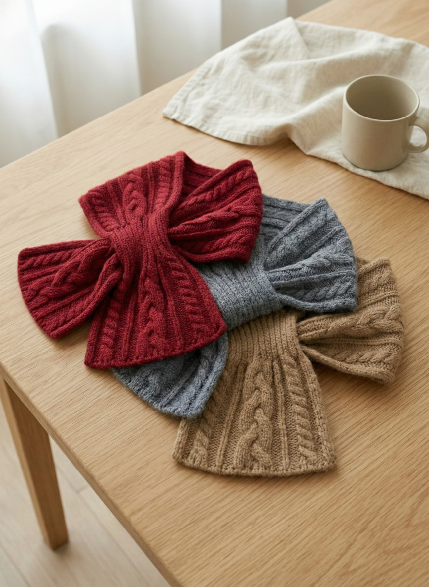 素色羊毛麻花編織圍脖