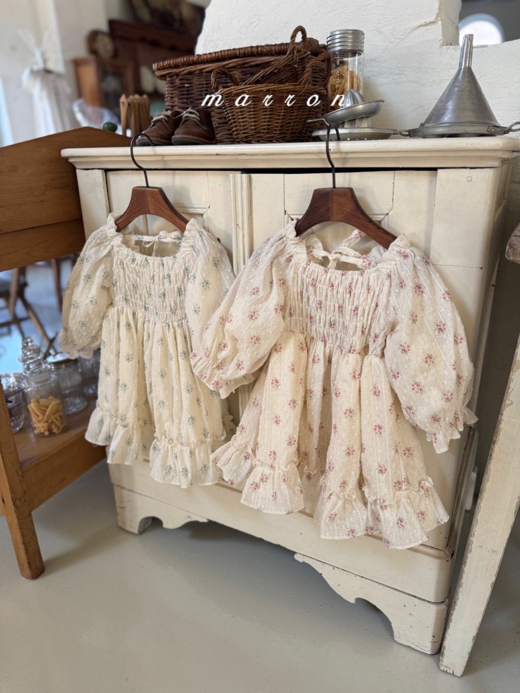 韓國🇰🇷marron 春色花束後綁帶洋裝(XS-L)