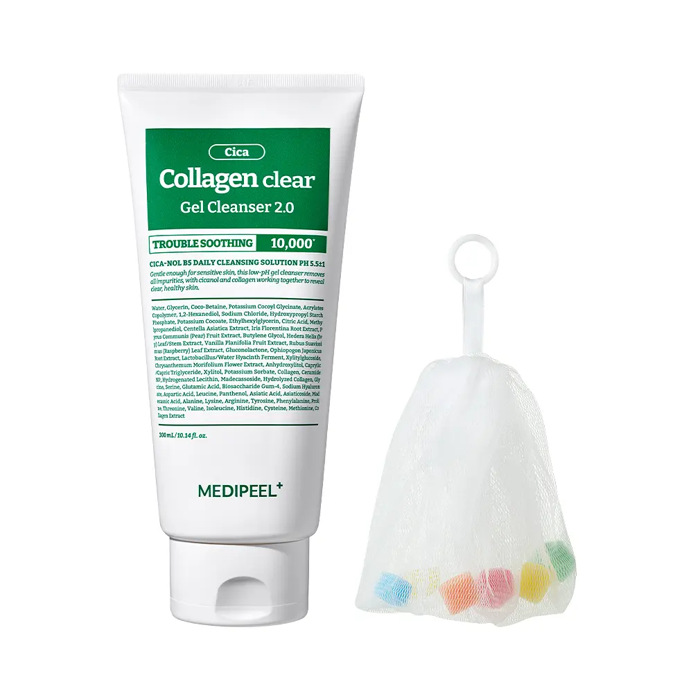 MEDIPEEL 美蒂菲 2.0 積雪草膠原修護潔面乳 (300ml + 專用潔面起泡球)