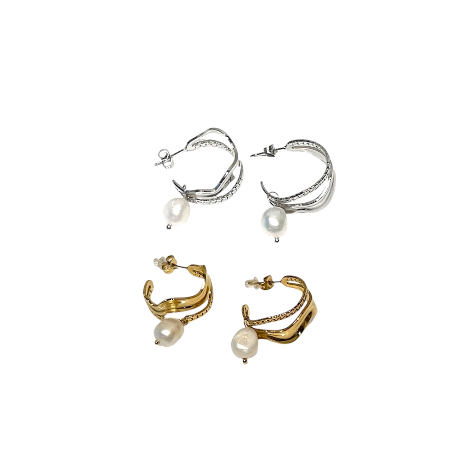 BOHM PARIS-淡水珍珠波浪耳環