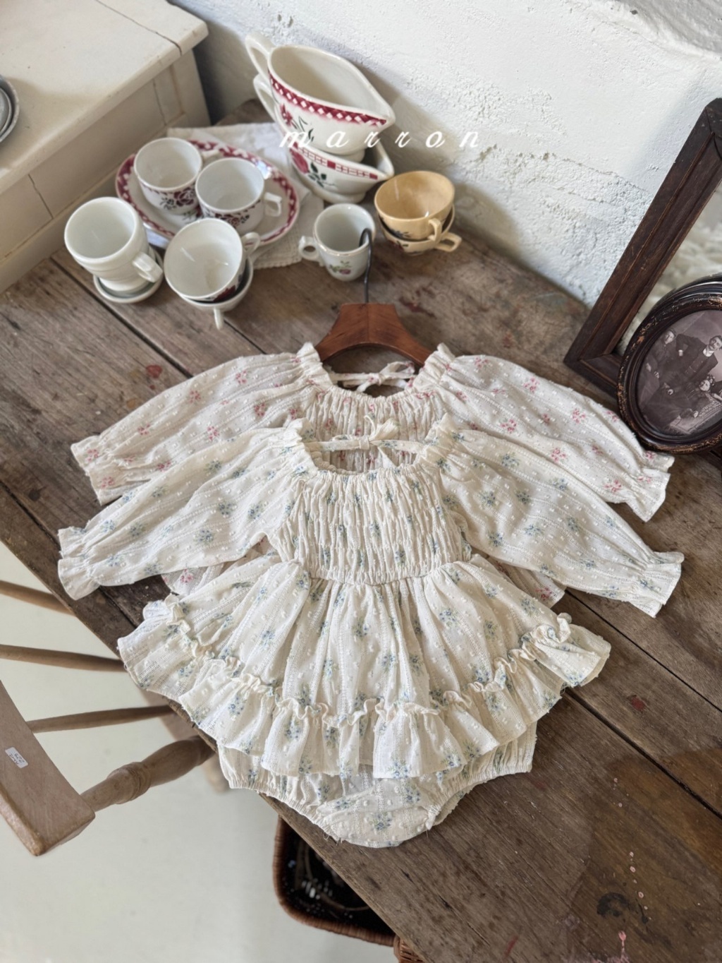 韓國🇰🇷marron 春色花束後綁帶包屁衣(6-18m)