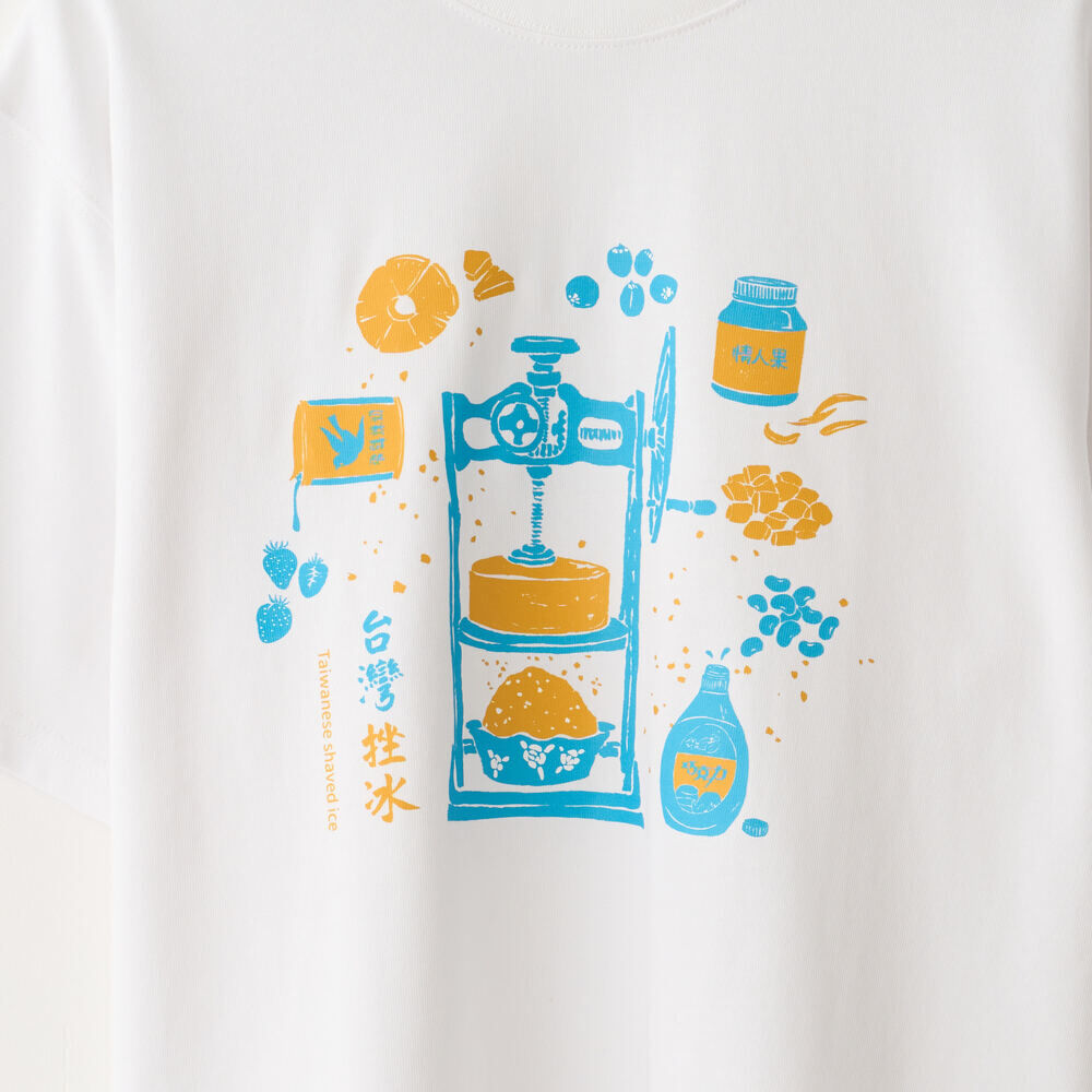寬版落肩T恤/美味台灣/挫冰/白/印花樂ＸViewFinder