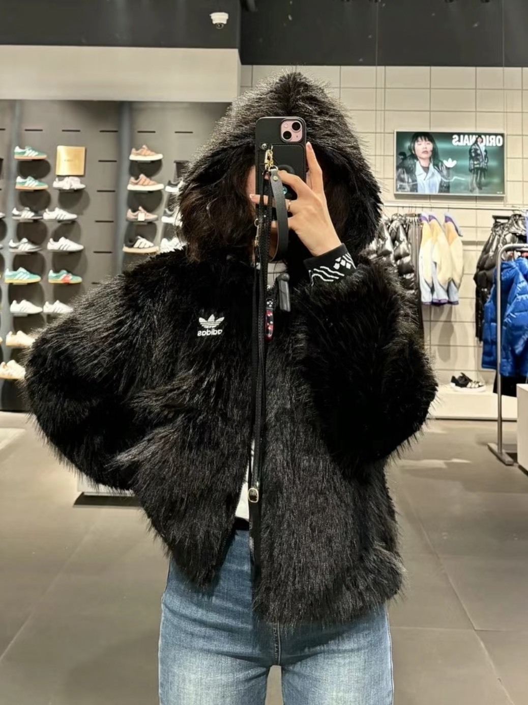 ADIDAS X FEIFEI RUAN 聯名款 連帽 毛毛外套