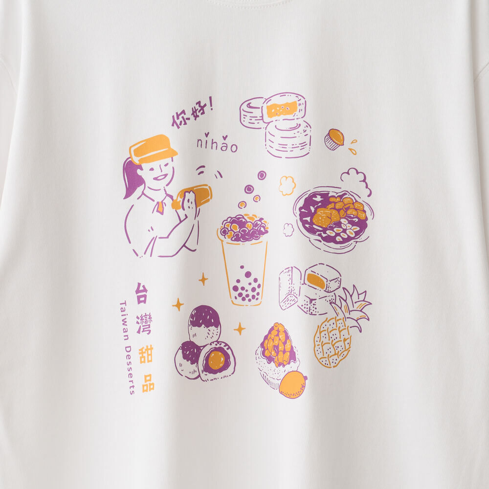 寬版落肩T恤/美味台灣/飲料甜品/白/印花樂ＸViewFinder